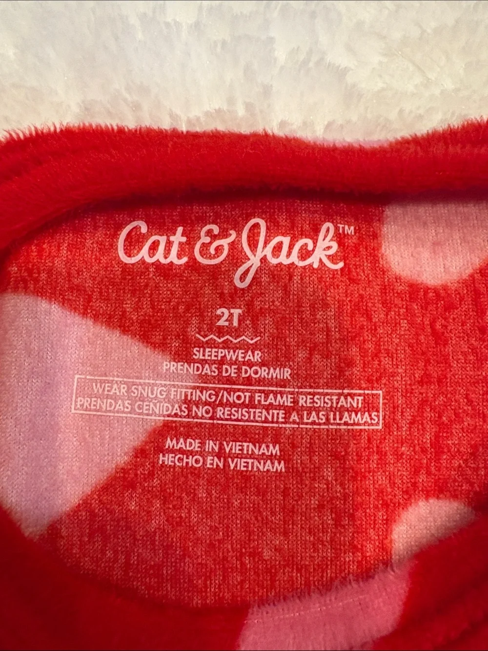 Cat & Jack Red Pajama Set with Pink Hearts 2T